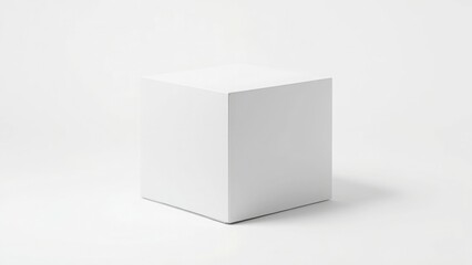 Blank white cube box on white background product mockup