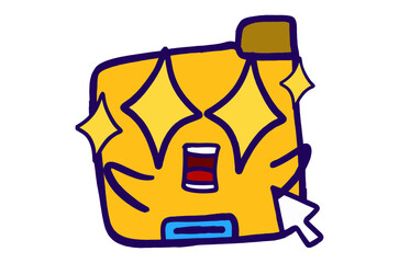 Cute Folder Icon Mascot Stickers With Amazed expression with starry eyes