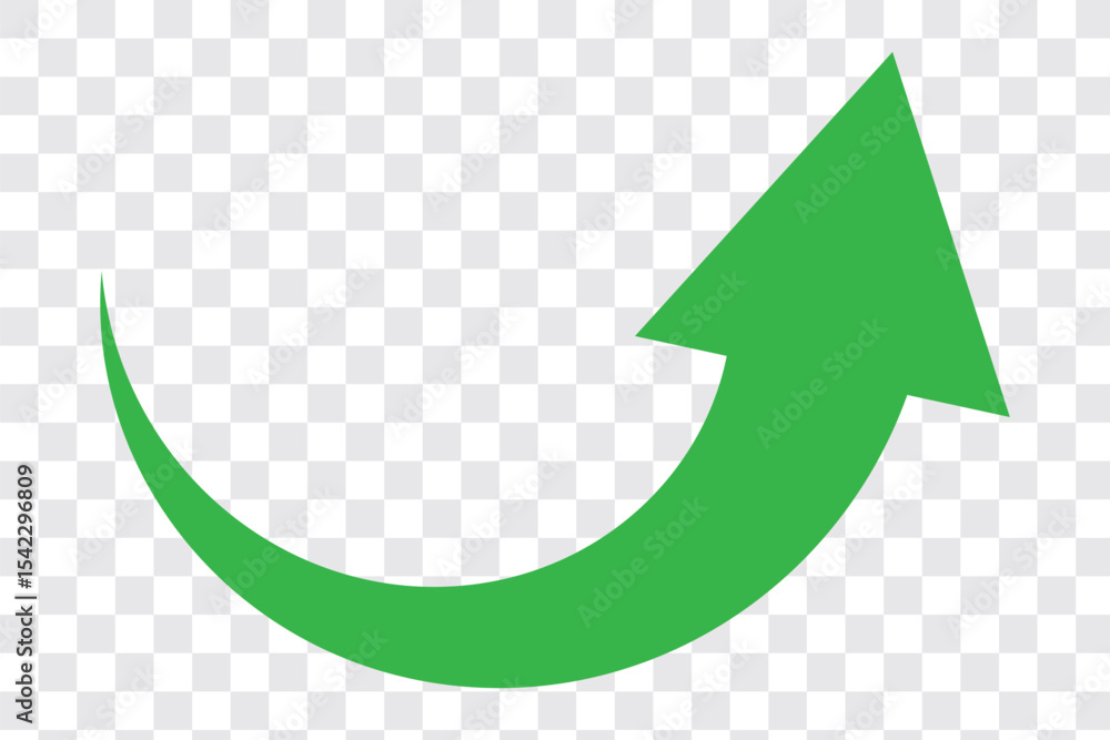 Poster green arrow icon. green long curved arrow on white background. long arrow. curved arrow. set long gr