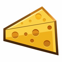 Cartoon cheese swiss slice illustration tasty dairy product food graphic art on white background