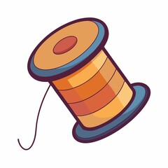 Isolated cartoon spool of thread sewing craft material for needlework design on white background