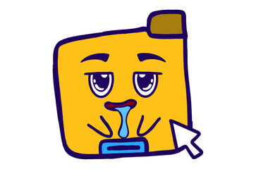 Cute Folder Icon Mascot Stickers With Drooling Expression