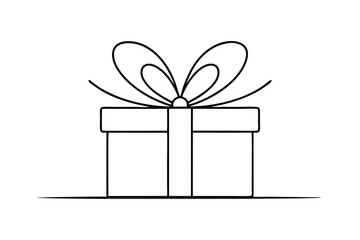 Minimalist Gift Box Illustration With Ribbon