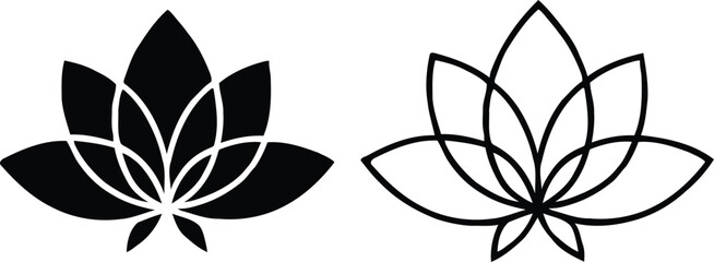 Lotus flowers silhouette icon set