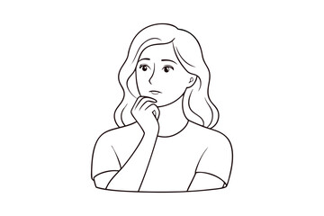Skeptical Woman With Hand On Chin Sketch