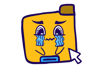 Cute Folder Icon Mascot Stickers With Crying Expression