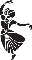 Elegant silhouette depicting a classical indian dancer in a graceful performing pose