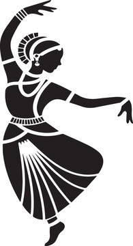 Elegant silhouette depicting a classical indian dancer in a graceful performing pose