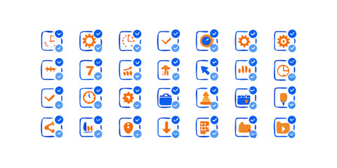 Modern Hybrid Glyph-Outline Icon Set for Workflow Optimization with Editable Stroke – KPI, Automation, Feedback, and Real-Time Sync Symbols