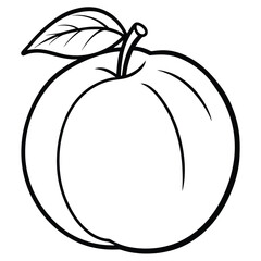A simple line drawing of a peach isolated on white background