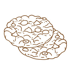 Original hand-drawn chocolate chip cookie illustrations in a minimalist linear style. For posters, bakery items, cafe menus, and graphic design.