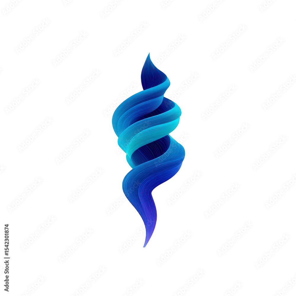 Poster swirling abstract design featuring shades of blue, creating dynamic and fluid shape. gradient effect