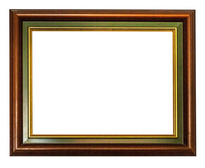 Classic wooden picture frame with transparent background isolating frame
