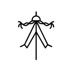 Black Line Drawing Maypole Handmade Holiday Decoration Simple Ribbon Twisted Design Folk Art Celebration Symbol