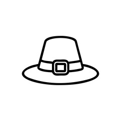 Black Outline Drawing Pilgrim Hat Thanksgiving Holiday Handmade Icon Symbol vector