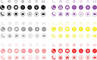 Web icon set. Website set icon , Business card contact information icons