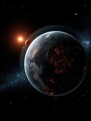 Fiery planet in cosmic expanse