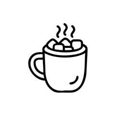 Hot Cocoa Drink in Mug with Marshmallows Winter Holiday Handmade Illustration vector