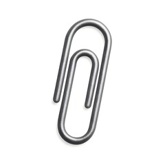 Silver Metallic Paperclip Isolated on White Background Office Supply or Stationery Single Object Simple Design Close Up View