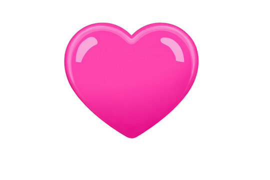 Shiny pink heart symbol with glossy finish, isolated on transparency background, representing love and affection. heart shape is smooth and vibrant, conveying sense of warmth and positivity