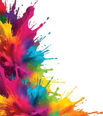 Multicolor powder explosion on White background. Colored cloud. Colorful dust explode. Paint Holi. colorful rainbow Holi paint color powder explosion with bright colors isolated white background. 
