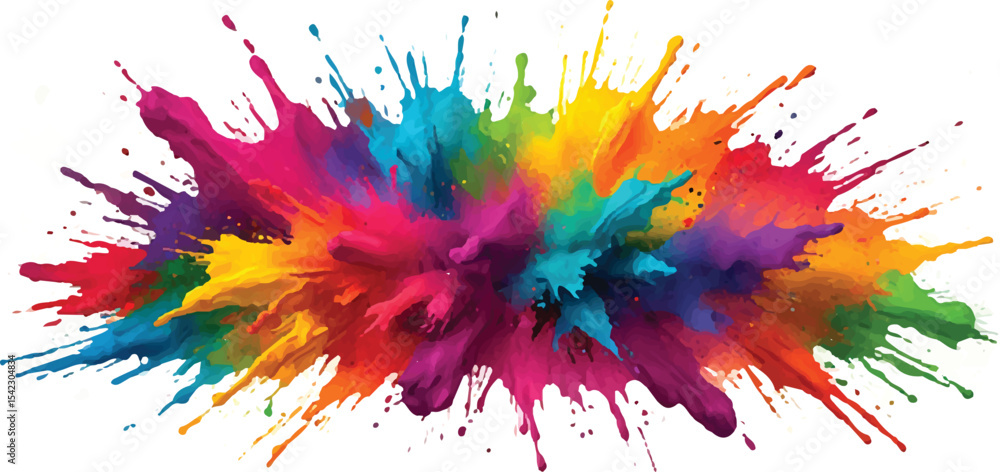 Wall mural radiant watercolor brush strokes and explosive colorful splashes on a white canvas, blending abstrac