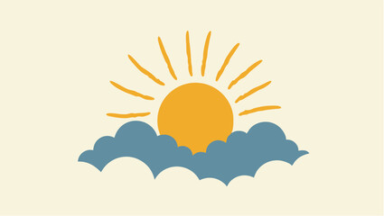 Sun and Clouds Minimalist Vector