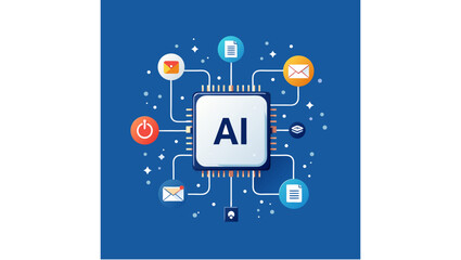 AI Chip with Connected Icons