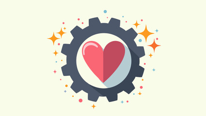Emotional Intelligence Concept with Heart in Gear Icon