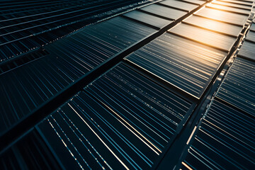 Sunlight Reflecting Off Solar Panels with Abstract Lens Flare