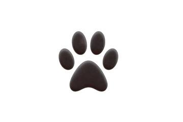Black paw print with textured pattern is centered on transparency background, symbolizing animals and pets. design is simple and clean, evoking sense of warmth and companionship