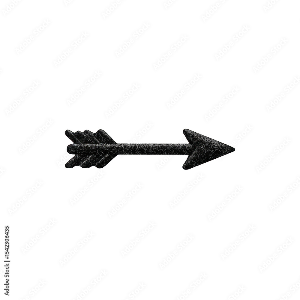 Poster black arrow pointing to right on transparent background, symbolizing direction or movement. simple d