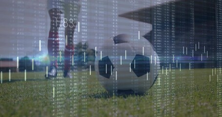 player stepping behind ball lining before swinging and propelling with scrolling sports data charts - Powered by Adobe