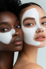 Diverse individuals sharing a beauty routine at a studio during a skincare session