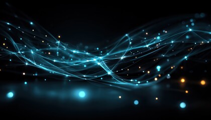 Abstract digital artwork with swirling lines and glowing particles