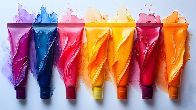 Colorful Balloon Shapes with Vibrant Paint Splatter Effects