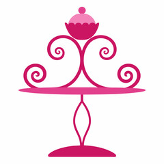 Elegant Cupcake Stand with Twirls Vector Image for Bakery and Party Designs