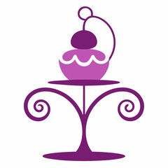 Elegant Cupcake Stand with Twirls Vector Image for Bakery and Party Designs