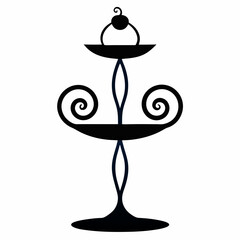 Elegant Cupcake Stand with Twirls Vector Image for Bakery and Party Designs