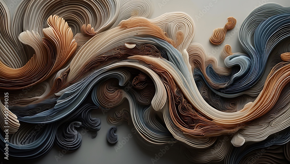 Poster abstract swirling paper art layered texture and dynamic forms