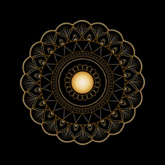 Golden Ethnic Mandala Design for Elegant Backgrounds