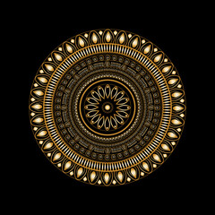 Luxury Golden Mandala Art on Black Background

