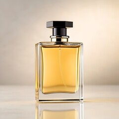 Luxury Perfume Mockup: Front View of Elegant Fragrance Bottle on Pure White Background