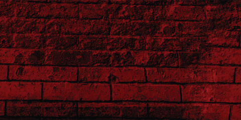 Obraz premium Unevenly colored wall surface with a dominant red hue, adding a complex and painterly quality to the texture with dark areas. 