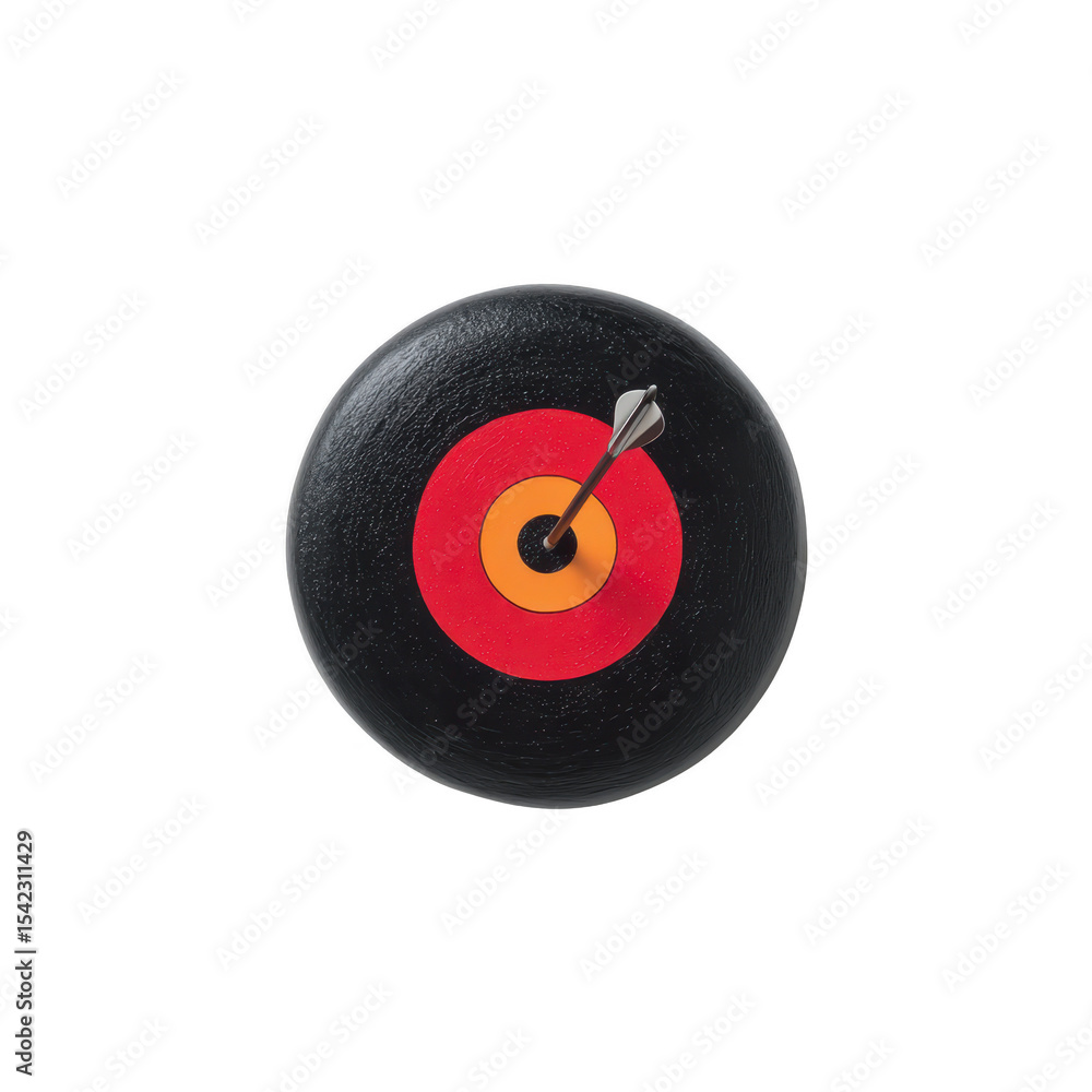 Poster dart is perfectly hitting center of black and red target, symbolizing precision and success. image c
