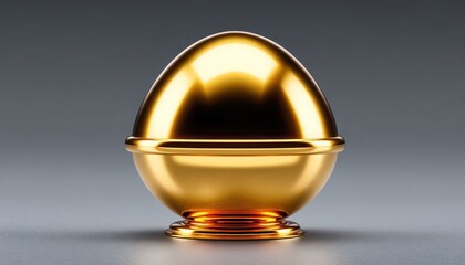 Golden egg-shaped bowl on a dark gray background