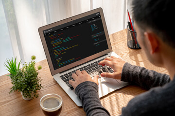 Software development programming on computer screen for modish application and program coding
