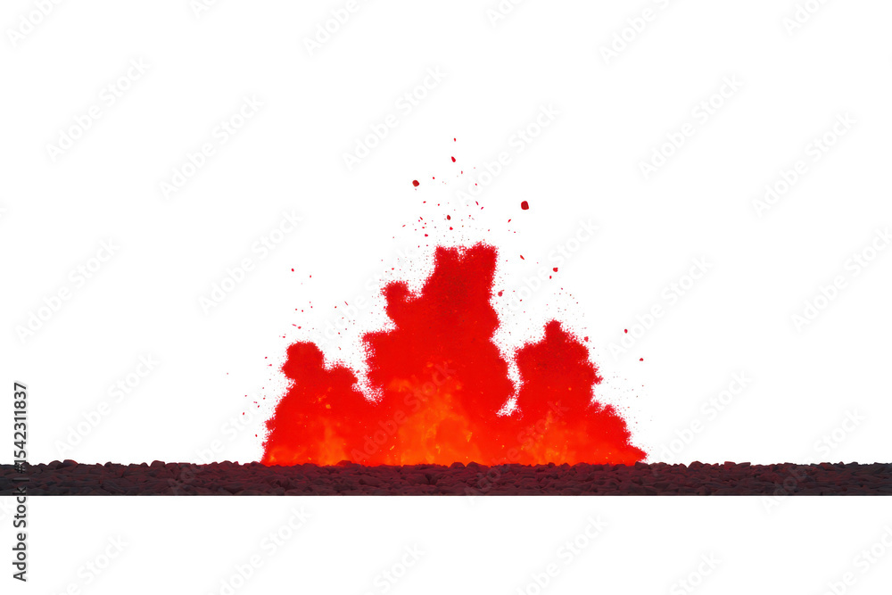 Aufkleber vibrant explosion of red and orange particles creates dynamic and fiery display against transparency