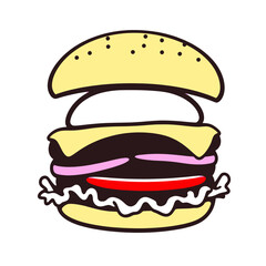 Cartoon Burger Food Sandwich Fast Food Isolated