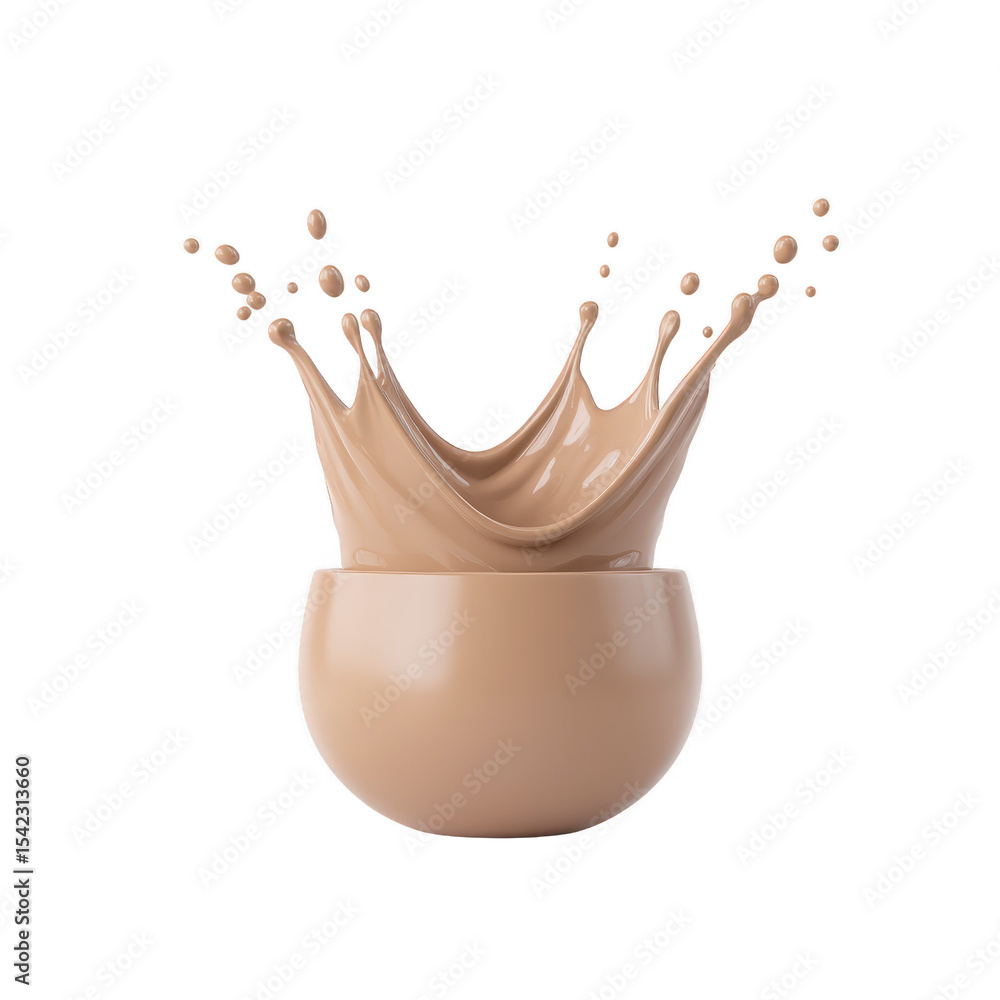 Aufkleber splash of creamy beige liquid erupts from round container, creating artistic and dynamic visual. smo
